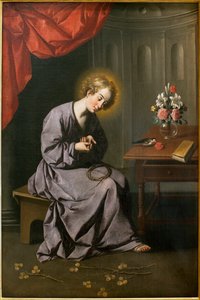 Lapsella on selkä - Francisco de Zurbaranin (1598-1664) maalaus, öljy kankaalle, noin 1630 - Sevillan taidemuseo, Espanja tekijältä Francisco de Zurbaran