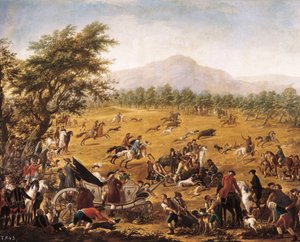 Metsästys, c. 1780 (öljy kankaalle) tekijältä Francisco de la Traverse