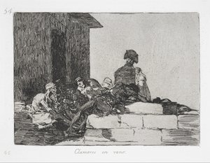 Turhia valituksia (Clamores en vano) sarjasta Sodan katastrofit (Los Desastres de la Guerra) tekijältä Francisco de Goya
