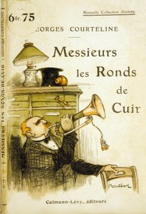 Kansi "Gentlemen leather circles", kirjoittanut Georges Courteline, n. 1908 (väri litho)