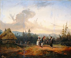 Riidat juutalaisen kauppiaan kanssa, 1853 tekijältä Franciszek Kostrzewski