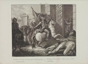Smuglewicz, Franciszek (1745-1807) saapui Boleslaw Rohkeaksi Kiovaan. Litografia, 1700-luvun loppu. Yksityinen kokoelma