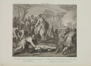 Puolan Mieszko I:n pakanajumalien tuhoaminen Smuglewiczin, Franciszekin (1745-1807) toimesta. Litografia, 1700-luvun loppu. Yksityinen kokoelma