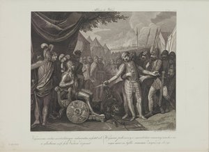 Smuglewicz, Franciszek (1745-1807) Wichmann II nuorempi antautuu Puolan Mieszko I:lle. Litografia, 1700-luvun loppu. Yksityinen kokoelma