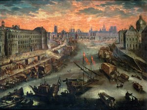 Näkymä Pariisiin Pont Royalilta tekijältä Franco Flemish School