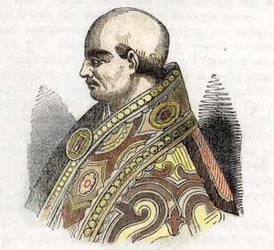 Keskiaika: esitys paavi Urbanus IV:stä (Urban tai Urbanus tai Urbano) (1261-1264) Piirros Franco Mistralin "Misteri del Vaticanosta" tekijältä Franco Mistrali