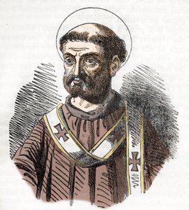Paavi Liberen (Liberius) muotokuva (352-366) Kaiverrus Franco Mistralin teoksesta "I misteri del vaticano" 1843 tekijältä Franco Mistrali
