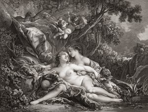 Jupiter ja Callisto. (Tulosta) tekijältä Francois (after) Boucher