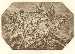 Cupid and Psyche (kaiverrus) tekijältä Francois (after) Boucher
