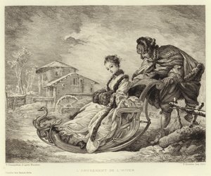 Winter Fun (kaiverrus) tekijältä Francois (after) Boucher