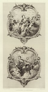 Tähtitiede, retoriikka (kaiverrus) tekijältä Francois (after) Boucher