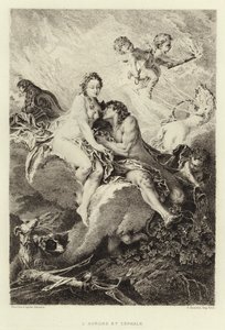 Aurora ja Cephalus (kaiverrus) tekijältä Francois (after) Boucher