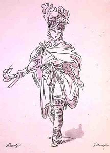 Oopperapuvut, Menus Plaisirs -kokoelmasta, A. Guillaumot Filsin faksimile (väriliitos). tekijältä Francois (after) Boucher