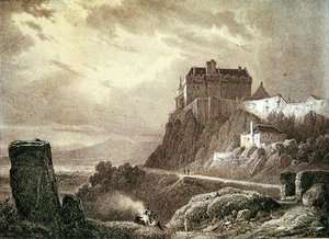 Stirlingin linna, kaiverrus Villeneuve tekijältä Francois Alexandre Pernot