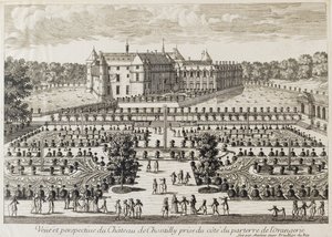 Näkymä Chateau de Chantillylle Orangeriesta, 1700-luvun puoliväli