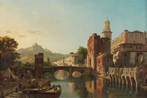 Kaupunkikuva Espanjassa (öljy kankaalle) tekijältä Francois Antoine Bossuet