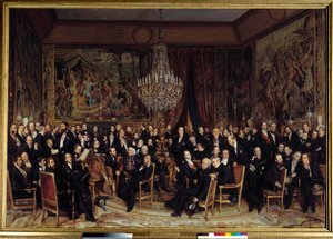 Ilta Louvressa Nieuwerkerken kreivin kanssa Lahjojen joukossa: Francois Marcellin Certain de Canrobert (1809-1895), Eugene Delacroix (1798-1863), Camille Doucet (1812-1895), Jacques Fromental Levy dit Halevy (162)9-179 , paroni Georges Haussmann ( tekijältä François Auguste Biard