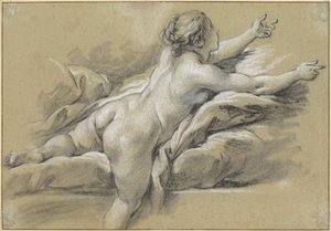 Alaston nainen, joka ojentaa kätensä oikealle tekijältä François Boucher