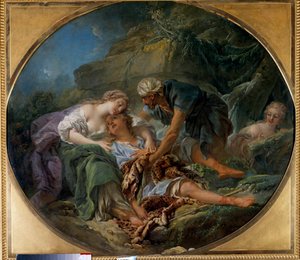 Amintas (tai Amyntas) palaa elämään Sylvien sylissä Panin pojanpoika palaa hänen luokseen Sylvien sylissä, johon hän on rakastunut.” François Boucherin (1703-1770) maalaus. 1756. Dim. 1,20 x 1,36 m Tours, Musee des Beaux Arts tekijältä François Boucher