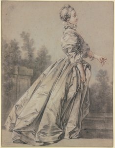 Nainen profiilissa, kävelemässä oikealle tekijältä François Boucher