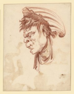 Groteski pää profiilissa vasemmalle, päässään simpukka tekijältä François Boucher