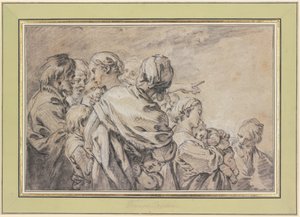 Puolihahmojen ryhmä, jossa on miehiä ja naisia lasten kanssa tekijältä François Boucher