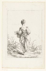 Nuori tyttö, jolla on kori tekijältä François Boucher