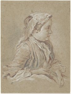 Nuori nainen, jolla on pitsihattu tekijältä François Boucher