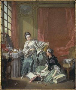 The Milliner, kirjoittanut Boucher, Francois (1703-1770). öljy kankaalle tekijältä François Boucher