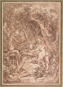 Yllättyneet rakastavaiset (Annette ja Lubin) tekijältä François Boucher