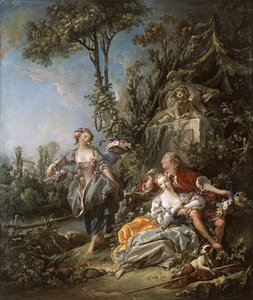 Rakastajat puistossa tekijältä François Boucher