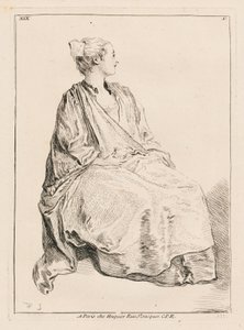 Oikealle katsova istuva nainen tekijältä François Boucher