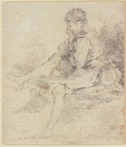 Istuva poika, jolla on paljaat jalat tekijältä François Boucher