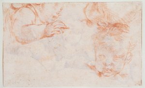 Kolme poikien päätä. Luonnoksia Amalienborgin ovikuvaksi tekijältä François Boucher