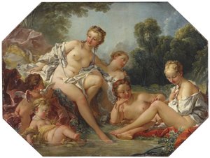 Venus kylvyssä, nymfien ja amorien ympäröimänä tekijältä François Boucher