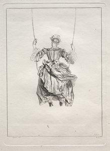 Nainen keinussa takaa katsottuna tekijältä François Boucher