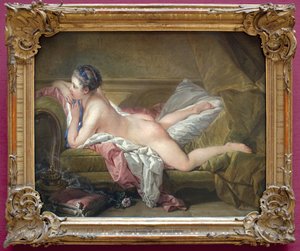 Nuori tyttö makuulla (Marie Louise O Murphyn muotokuva). Alasti sohvalla tai blondi odaliski. (Marie-Louise O