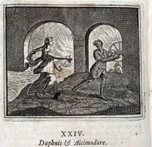 Daphnis ja Alcimadura. Jean de La Fontainen (1621-95) sadut. Kuvitus: François Chauveau (1613-1676). Painos vuodelta 1728. tekijältä Francois Chauveau