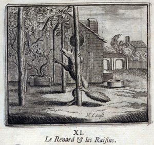 Kuvitus Jean de la Fontainen taruista (litho) tekijältä Francois Chauveau
