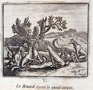 Kuvitus Jean de la Fontainen taruista (litho) tekijältä Francois Chauveau