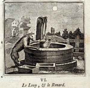 Kuvitus Jean de la Fontainen taruista (litho) tekijältä Francois Chauveau