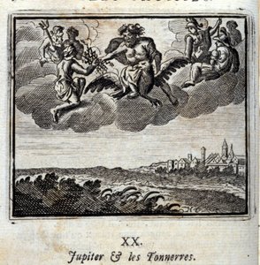 Jupiter and the Thunners. Jean de La Fontainen (1621-95) tarinat. Kuvitus: François Chauveau (1613-1676). Painos vuodelta 1728. tekijältä Francois Chauveau