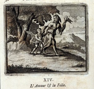 Rakkaus ja hulluus. Jean de La Fontainen (1621-95) sadut. Kuvitus: François Chauveau (1613-1676). Painos vuodelta 1728.
