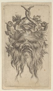 Satyr Mask koukkusarvet ja Ivy Wreath, Divers Masques, n. 1635-45. tekijältä Francois Chauveau