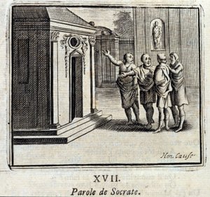 Sokrateen sana. Jean de La Fontainen (1621-95) sadut. Kuvitus: François Chauveau (1613-1676). Painos vuodelta 1728. tekijältä Francois Chauveau