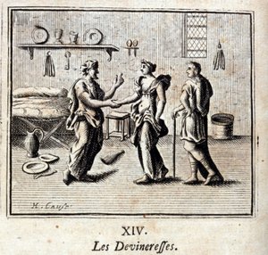 Devineressat. Jean de La Fontainen (1621-95) sadut. Kuvitus: François Chauveau (1613-1676). Painos vuodelta 1728. tekijältä Francois Chauveau