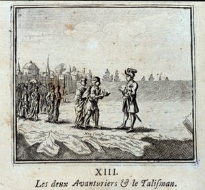 Kaksi seikkailijaa ja talisman. Jean de La Fontainen (1621-95) sadut. Kuvitus: François Chauveau (1613-1676). Painos vuodelta 1728. tekijältä Francois Chauveau