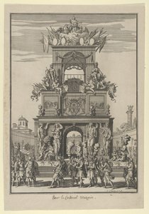 Kardinaali Mazarinin kunniaksi Pyreneiden rauhan jälkeen pystytetty riemukaari..., n. 1664-5. tekijältä Francois Chauveau