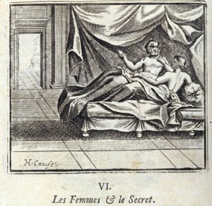 Naiset ja salaisuus. Jean de La Fontainen (1621-95) sadut. Kuvitus: Francois Chauveau (1613-1676). Painos vuodelta 1728. tekijältä Francois Chauveau