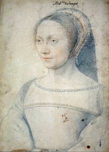 Anne de Pisseleun muotokuva, Etampesin herttuattaren Jean de Brushin vaimo (1508 - 1576). Francois Clouetin (1515-1572) piirustus mustalla kivellä ja verellä tekijältä François Clouet
